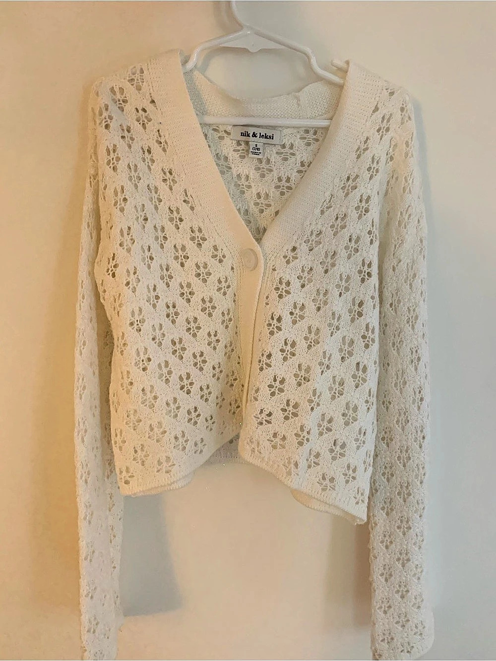 nik & leksi Girls Floral Crochet Cardigan Size Small Like New